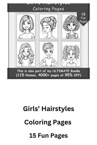 Girl's Hairstyles Coloring Pages for Kids | Fun Printable Coloring Activity