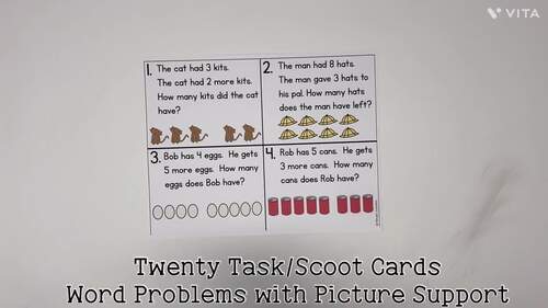 Addition and Subtraction Within 10 Word Problems Task Cards Scoot Game ...