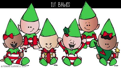 Elf Babies clip art, Christmas clip art Mini by Melonheadz Clipart