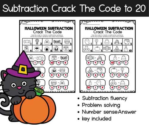 Halloween Crack The Code Subtraction to 20 | Halloween Crack The Code