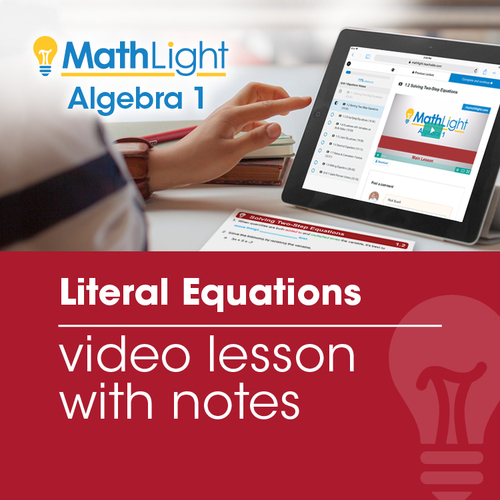 Preview of Literal Equations Video Lesson with Guided Notes