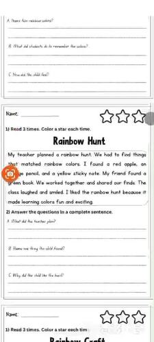Rainbow Reading Passages with Comprehension Questions | Colors & Spring ...