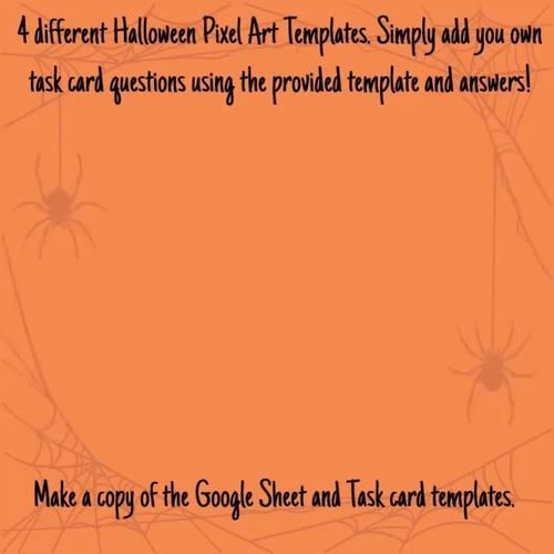Halloween Pixel Art Editable Mystery Pictures TEMPLATES for Google Sheets