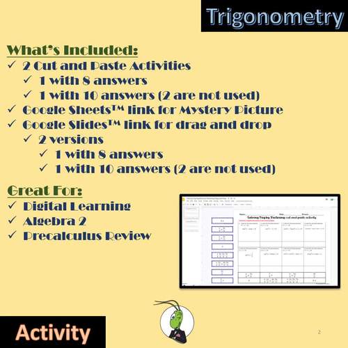 Solving Trig Equations by Factoring Cut and Paste Activity with Mystery ...