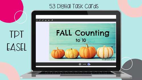 FALL COUNTING TO TEN TpT EASEL Digital Task Cards & Printable Worksheets