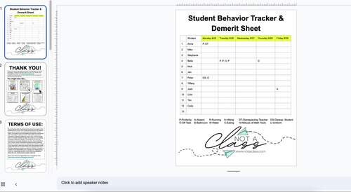 Student Behavior Tracker and Demerit Sheet - Editable | Back to School