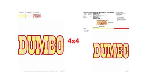 Dumbo movie title striped letter embroidery designs for children's ...