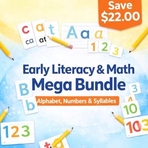 Early Literacy & Math Mega Bundle | Alphabet, Numbers & Syllables | 319 Lessons