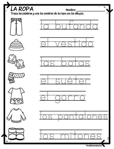 la-ropa-clothing-vocabulary-worksheets-in-spanish-by-cafe-con-leche