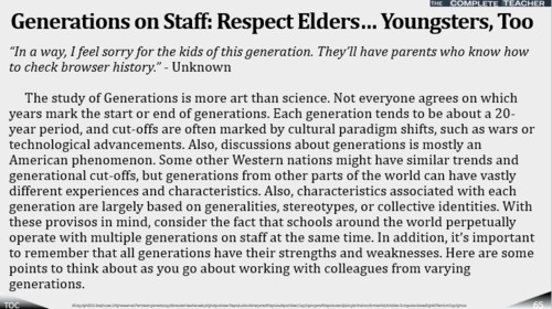 Preview of COMPLETE TEACHER Lesson 65- Generations on Staff: Respect Elders; Youngsters Too