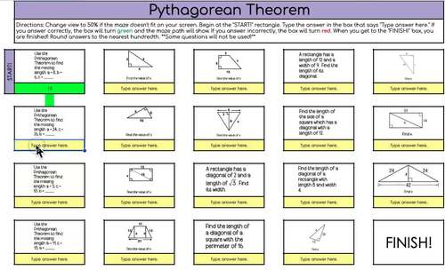 Pythagorean Theorem Review Mazes - Print Worksheet & Google Digital ...