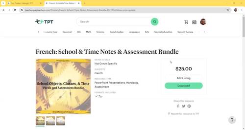 French: School & Time Notes & Assessment Bundle by Sr and Monsieur Schepeez