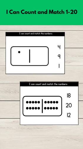I Can Count and Match Numbers 1 to 20 Task Cards, Early Finisher,