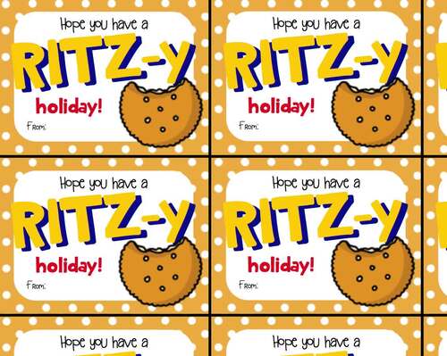 Ritz Crackers Winter Holiday Gift Tag- Hope you have a RITZ-y holiday!