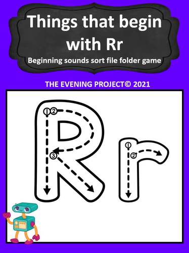 Things that begin with Rr /Beginning sounds sort file folder game