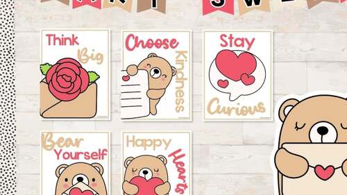 Valentine’s Day Bears Bulletin Board | Classroom Decor Craft & Coloring ...