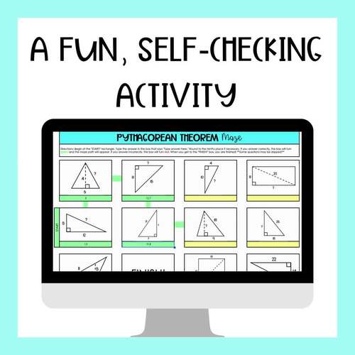 Pythagorean Theorem Maze Activity - Digital and Worksheet - 8th Grade