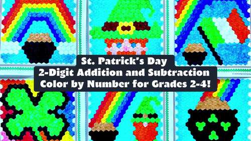 2nd 3rd 4th Grade Math Addition Spring Subtraction Color by Number St Patricks
