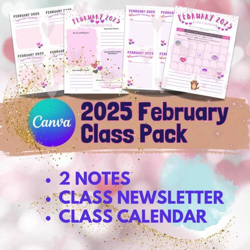 2025 February Class Pack Canva Templates by KrakenSky TPT