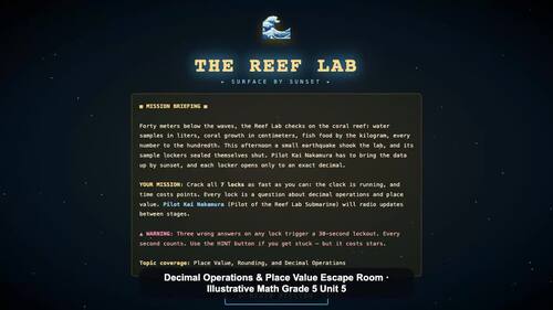 Decimals & Place Value Escape Room | Based on IM® K–12 Math Grade 5 Unit 5