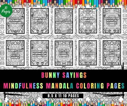 Bunny Craft Printable Coloring Sayings Sheets, Mindfulness Mandala ...