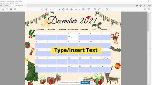 Editable December Calendar 2025, Teacher Calendar, Christmas 2025 Calendar