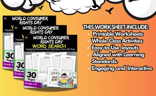 Consumer Rights Day Word Search Puzzle Activities 4th,6th,7th,8th,9th ...