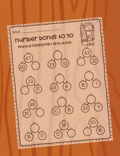 1st Grade 2nd Grade Number Bonds To 50 Worksheets Back To School Math ...
