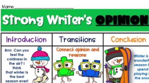 2nd Grade Opinion Writing Checklist by The Self-Sufficient Classroom