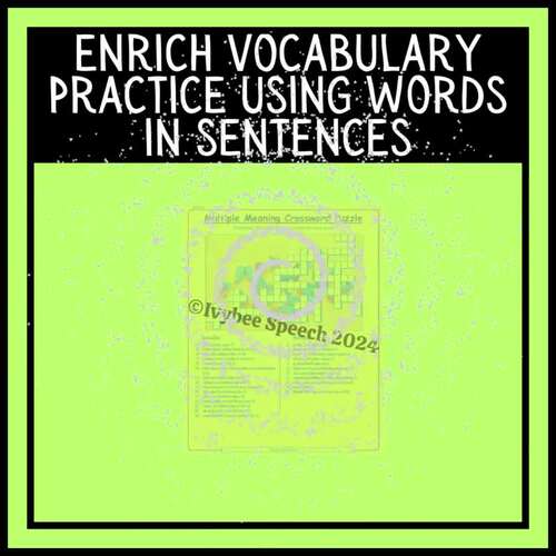 Multiple Meaning Words Homonyms Puzzles and Worksheets by Ivybee Speech