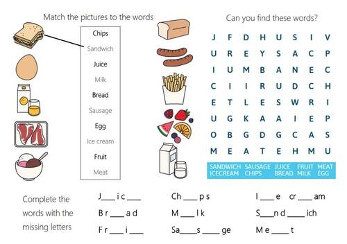 Basic vocabulary worksheets (ESL beginner A1 A2 year 1 2 1st grade)