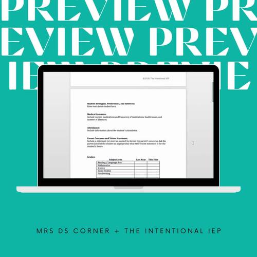 Editable IEP Present Level Template for Special Ed Teachers PLAAFP PLOP