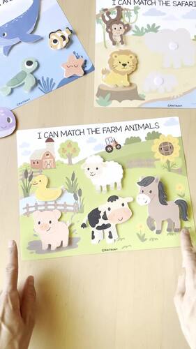 Animals &amp; Vehicles Matching Game Preschool Learning Binder Activity for ...