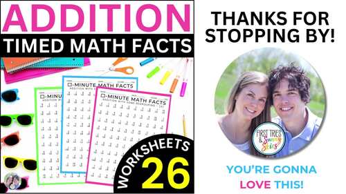 Basic Math Addition Facts Worksheets Fluency Timed Tests 2nd Grade Single Digit