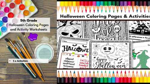5th Grade Halloween Coloring Pages and Activities Pack for Fifth Graders