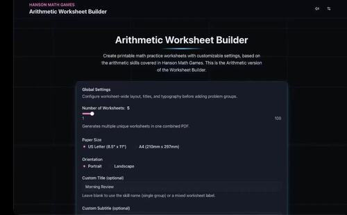 Math Worksheet Generator | Math Facts & Multi-Digit Operations