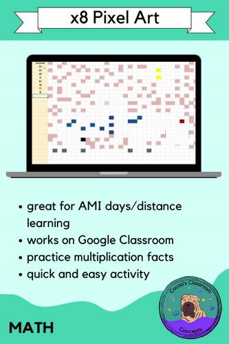 x8 Multiplication Pixel Art Math Activity - Basic Multiplication Fact Fluency