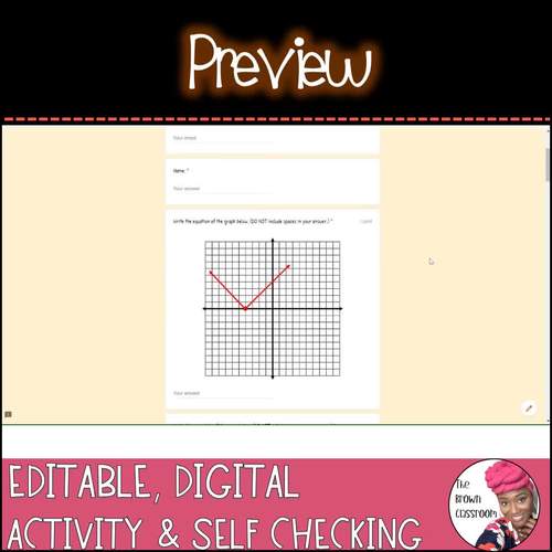 Absolute Value Functions Digital Practice by the Brown Classroom