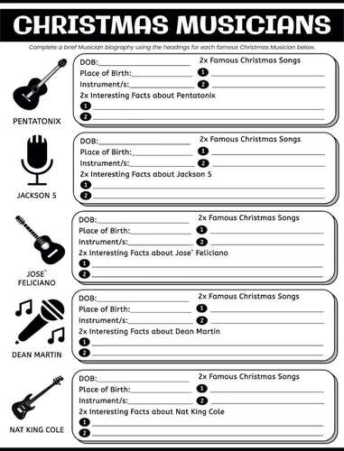 Genres of Music CHRISTMAS HOLIDAY SEASON Music Unit Intro - Printable ...