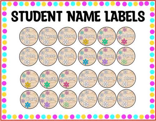Spring Student Name Labels, Primary Classroom Labels, Floral Name Signs