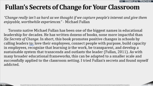 Preview of COMPLETE TEACHER Lesson 60 - Fullan’s Secrets of Change for Your Classroom