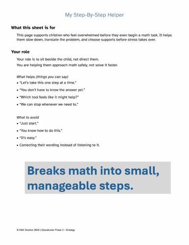 Dyscalculia Step-by-Step Math Worksheet | Breaking Problems Into Steps ...