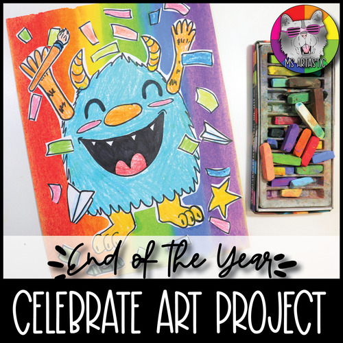 Preview of End of Year Art Lesson, Celebrate School's Out Art Project Activity
