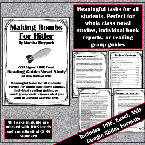 Making Bombs For Hitler | Reading Guide | Book / Literature Novel Study ...