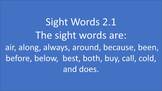 Second Grade Sight Words 2.1