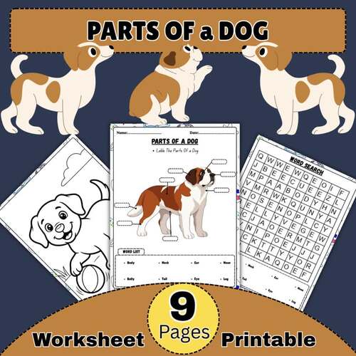 Parts Of a Dog Worksheets |Pet Vocabulary Activities Animals & Coloring ...