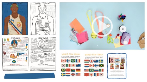 Preview of Jesse Owens Advanced Art Craft Lesson, Cute Fact Sheet, Printables, More!