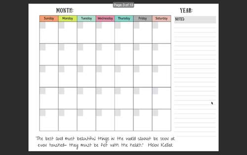Blank Inspirational Calendar by Johnson Printables | TPT