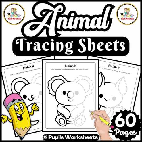 Animal Tracing Handwriting Worksheets I Fine Motor Skills Tracing