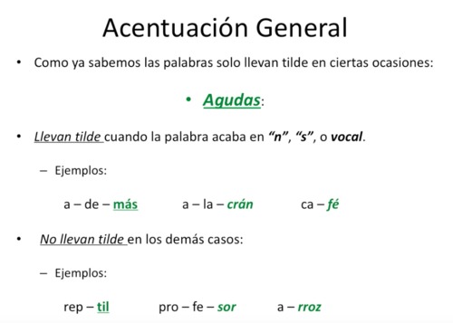 9/12 Acentuación de las palabras Agudas_Acentuación general by Paco